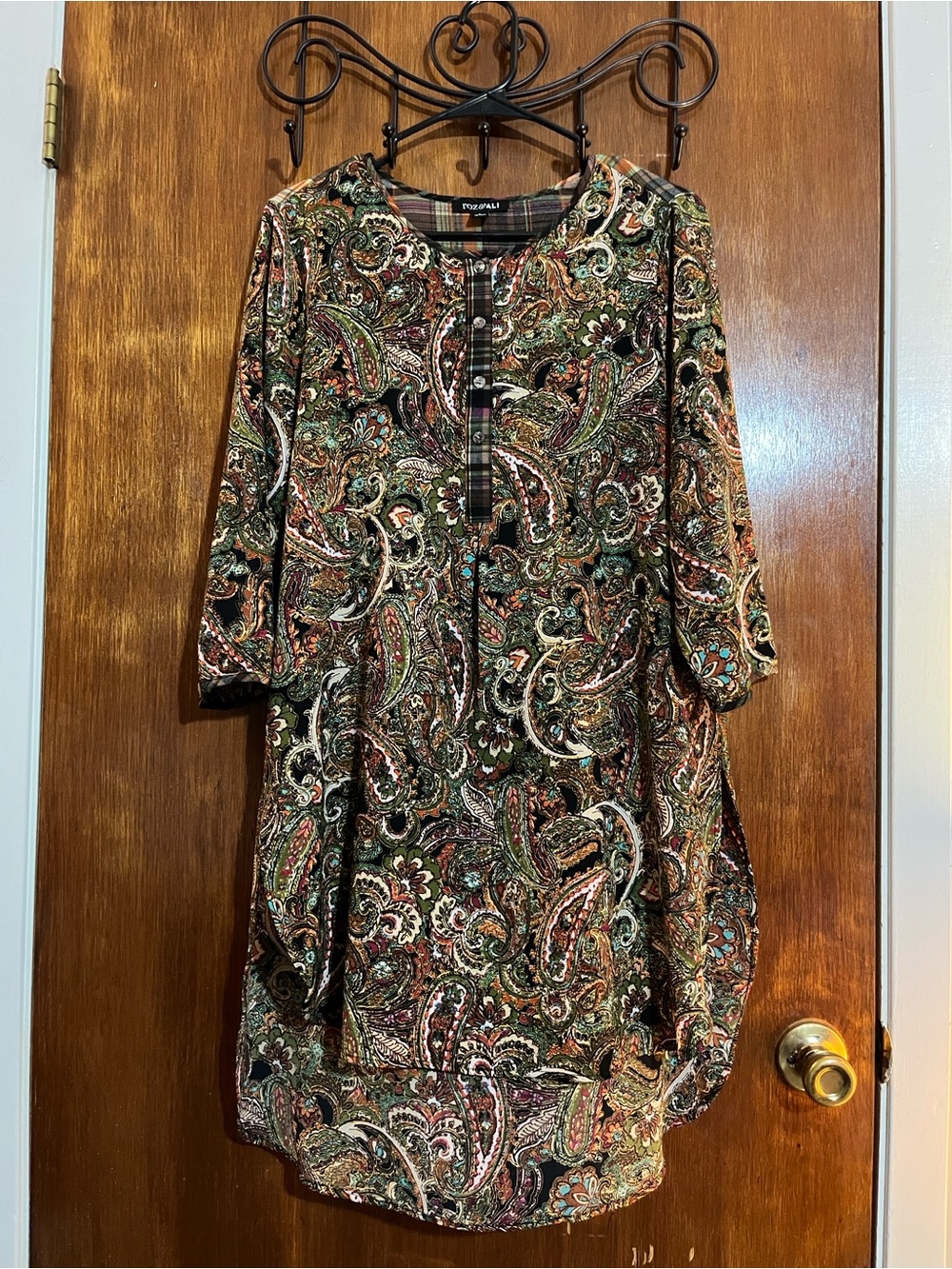 Roz & Ali Multicolor Paisley 3/4 Sleeve Tunic